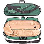 Bobelock 1047 Green Puffy Half Moon 4/4 Violin Case with Tan Velour Interior