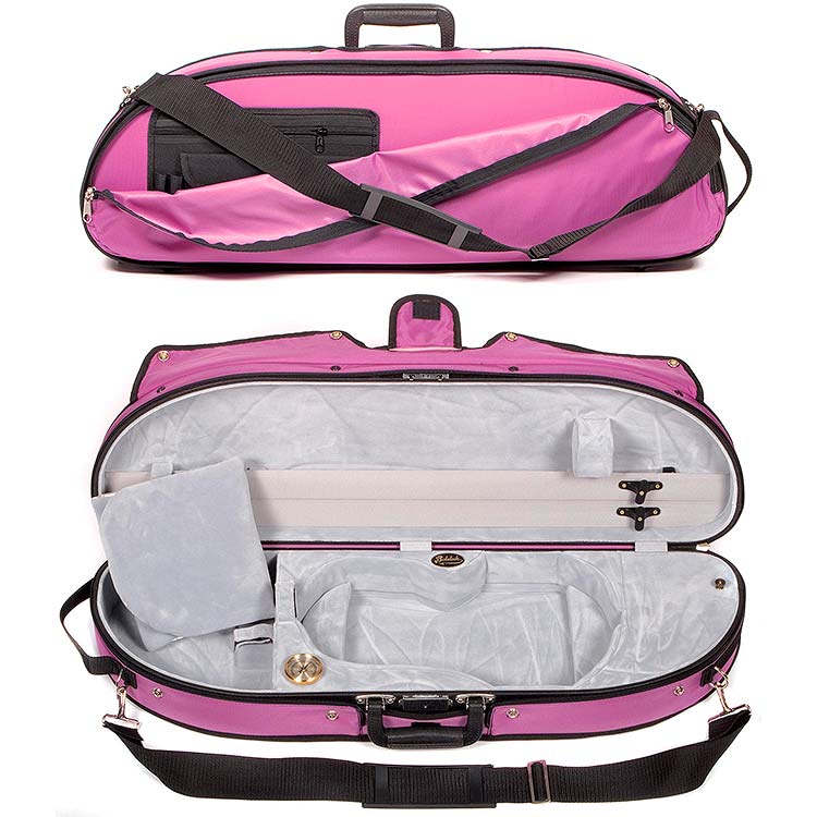 Bobelock 1047 Purple Puffy Half Moon 4/4 Violin Case with Gray Velour Interior