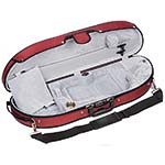 Bobelock 1047 Red Puffy Half Moon 4/4 Violin Case with Gray Velour Interior