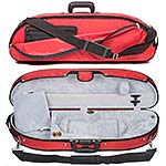 Bobelock 1047 Red Puffy Half Moon 4/4 Violin Case with Gray Velour Interior