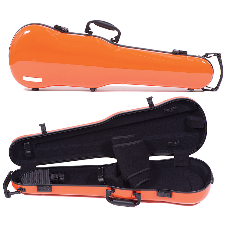 Gewa Air 1.7 Shaped Orange Violin Case with subway handle, Black Interior