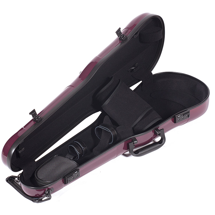 Gewa Air 1.7 Shaped Purple Violin Case with subway handle, Black