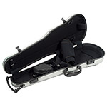 Gewa Air 1.7 Shaped Metallic Silver Violin Case with subway handle, Black Interior