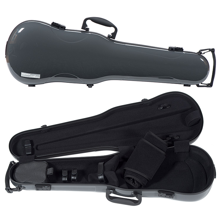 Gewa Air 1.7 Shaped Gray Violin Case with subway handle, Black Interior