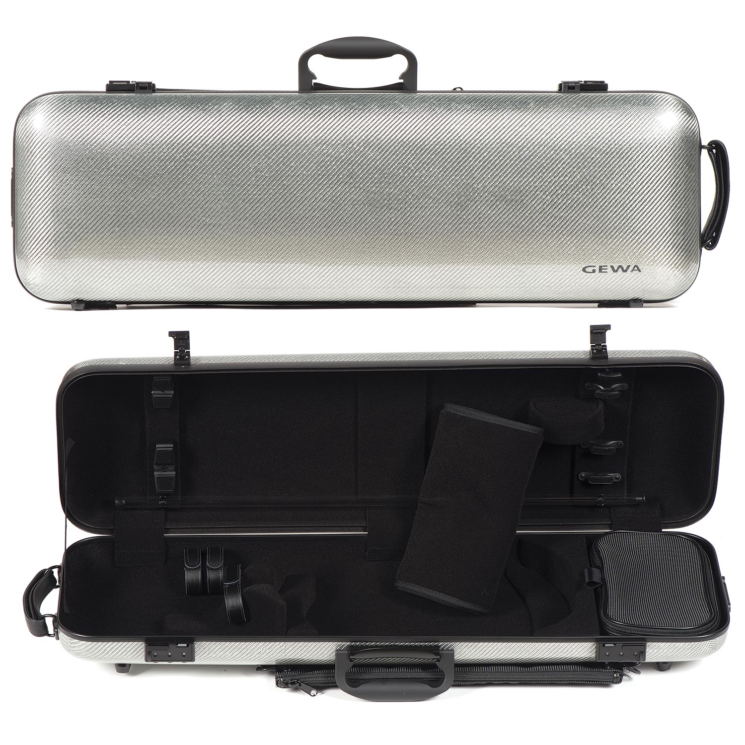 Gewa Idea 2.0 Oblong Violin Case with Subway Handle, Silver Carbon