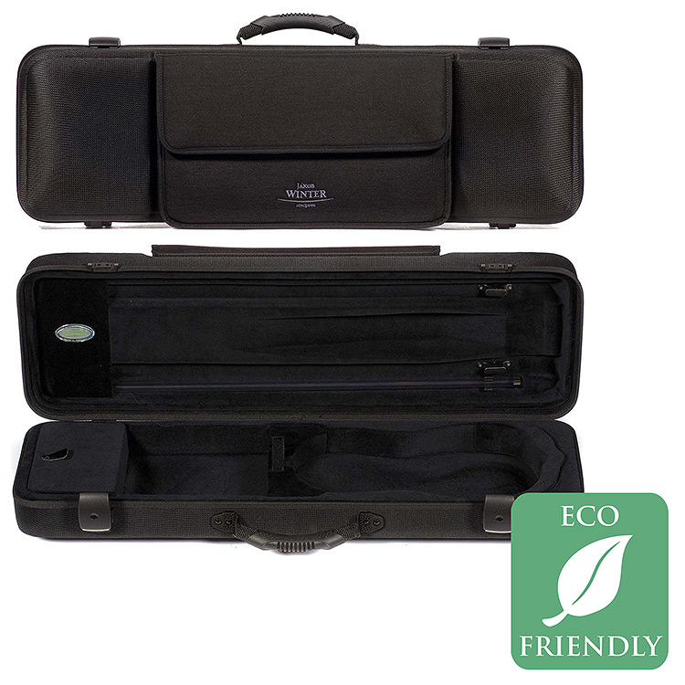 Jakob Winter Oblong 51025 Greenline 4/4-3/4 Violin Case with Music Pocket, Black