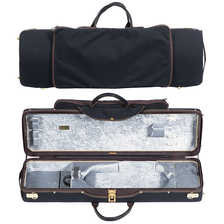 Musafia Lievissima Evolution Oblong Violin Case with music pocket, black/silver