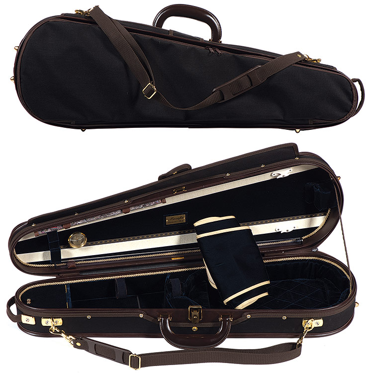 Musafia S3011 Luxury Dart Shaped Classic Violin Case with Black exterior and Blue interior
