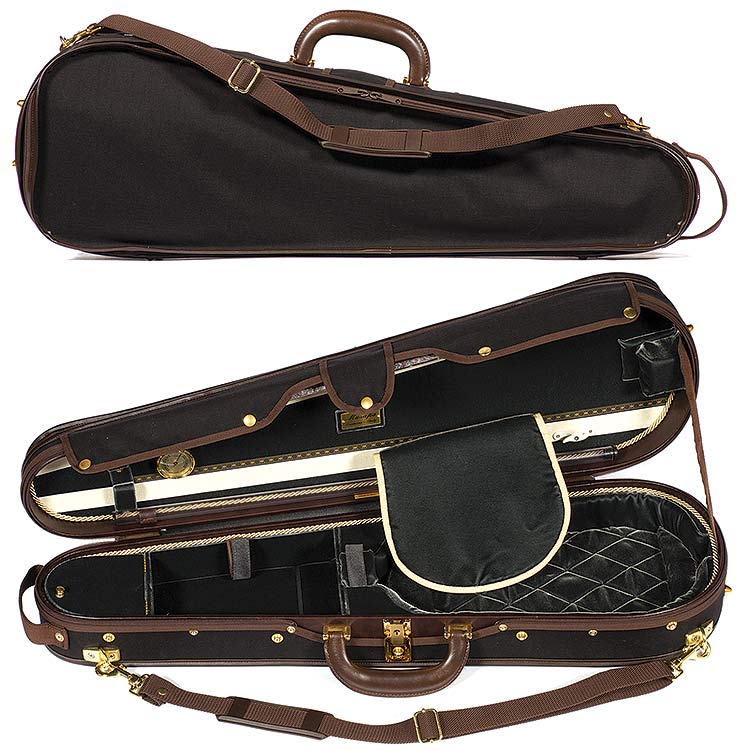 Musafia S3011 Luxury Dart Shaped Classic Violin Case with Black exterior and Grey interior