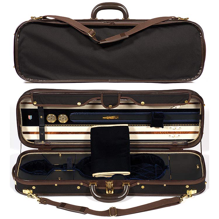 Musafia Master Aureum Violin Case, Black exterior with Blue interior