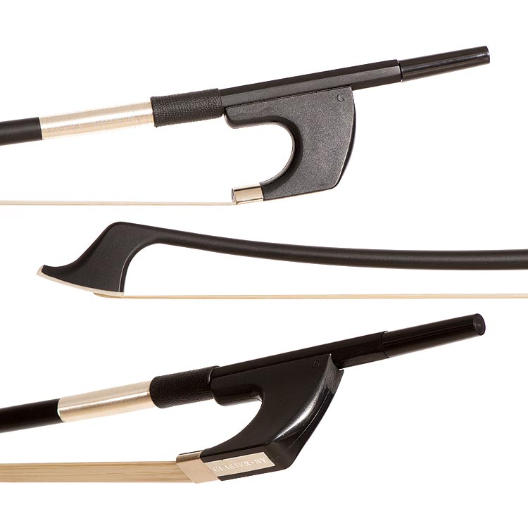 Glasser Premium Fiberglass German 3/4 Bass Bow, Black