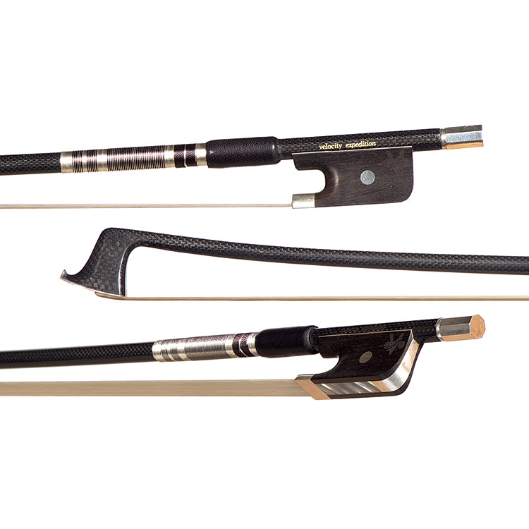 Velocity Expedition Carbon Fiber Viola Bow, Black and Silver Winding