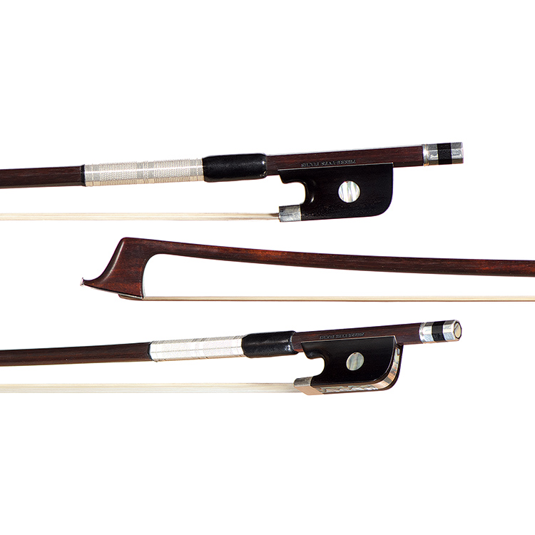 Pierre-Yves Fuchs silver-mounted cello bow, no. 2529