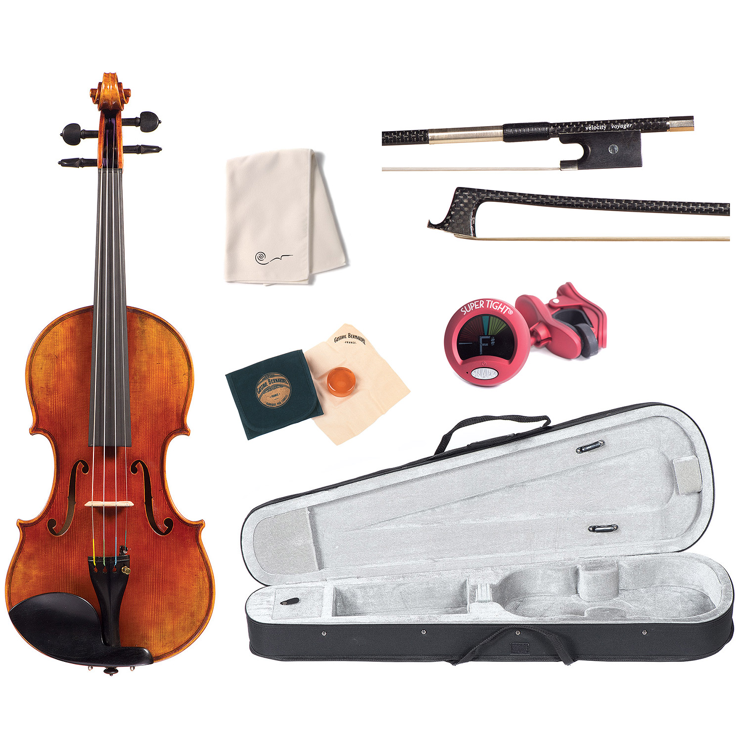 Roma II 4/4 Violin outfit (Violin, Bow, Rosin, Cleaning Cloth, Tuner) | Johnson String Instrument