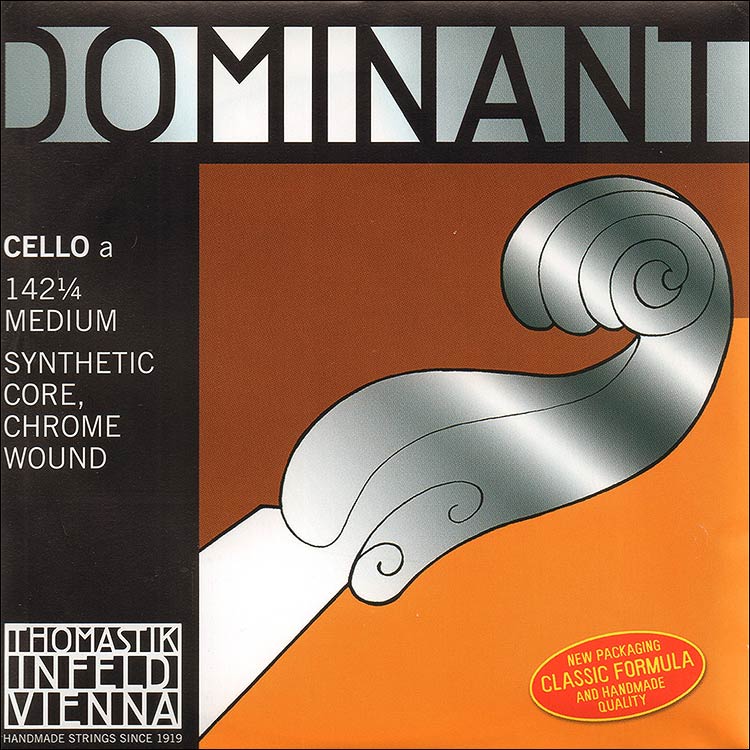 Dominant 1/4 Cello A String - chr/perlon: Medium