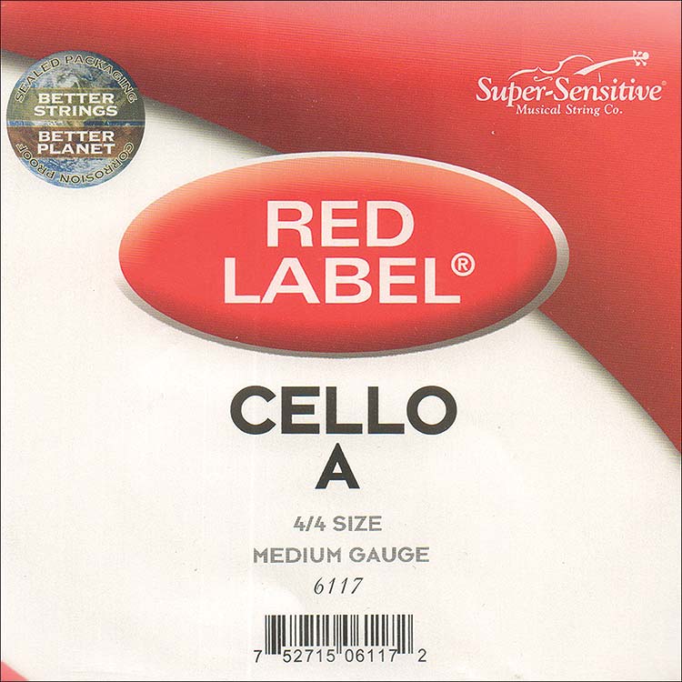 Red Label Cello A String - nickel/steel: Medium
