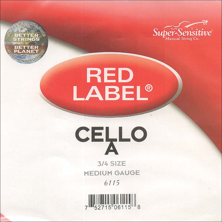 Red Label 3/4 Cello A String - nickel/steel