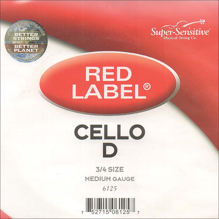 Red Label 3/4 Cello D String - nickel/steel