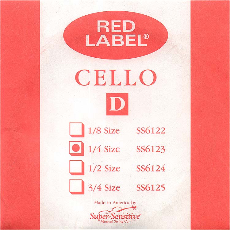 Red Label 1/4 Cello D String - nickel/steel