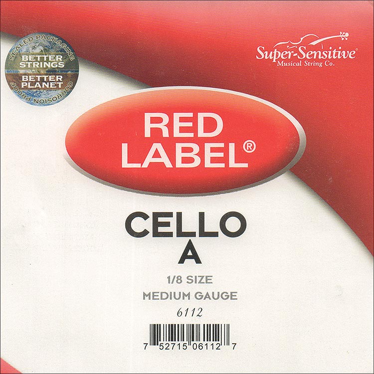 Red Label 1/8 Cello A String - nickel/steel