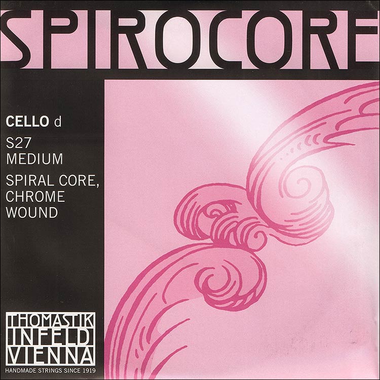 Spirocore Cello D String - chr/steel: Medium