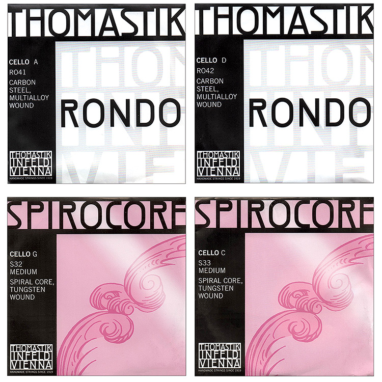 Spi-Rondo Cello String Set: Spirocore Tungsten G&C with Rondo A&D