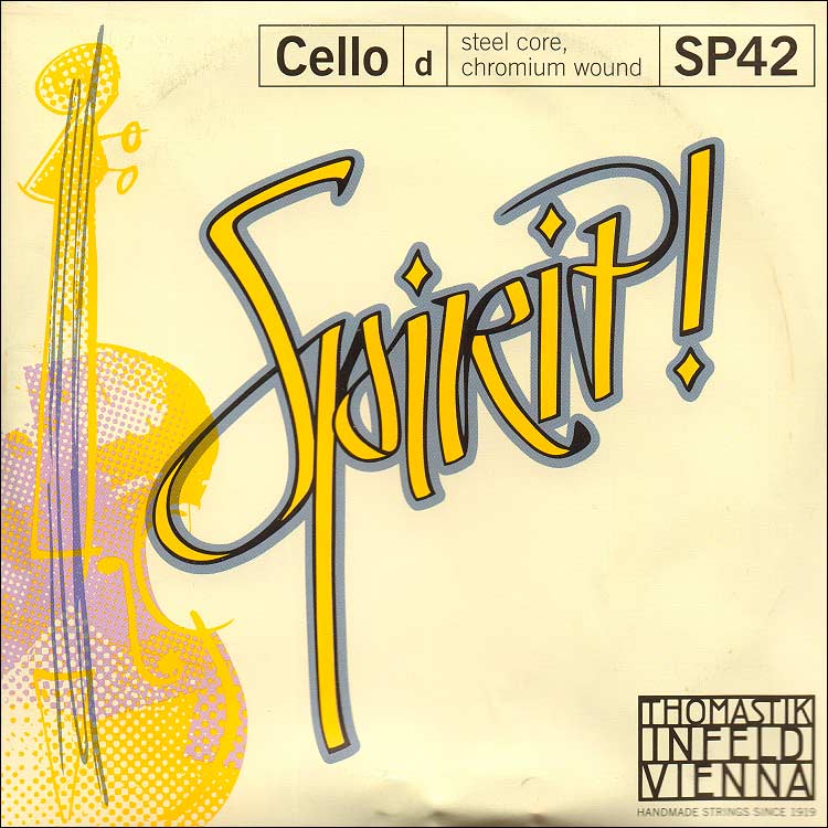 Spirit Cello D String - chromium wound/rope core