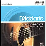 D'Addario EJ11 80/20 Bronze Acoustic Guitar String Set, Light Gauge .012-.053