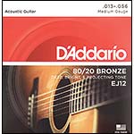 D'Addario EJ12 80/20 Bronze Acoustic Guitar String Set, Medium Gauge .013-.056