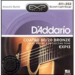 D'Addario EXP13 Coated 80/20 Bronze Acoustic Guitar String Set, Custom Light Gauge .011-.052