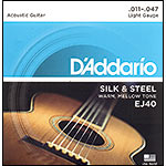 D'Addario EJ40 Silk & Steel Folk Acoustic Guitar String Set, Light Gauge .011-.047