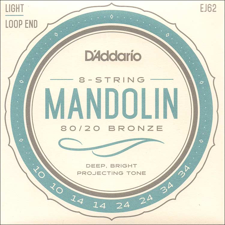 D'Addario EJ62 Mandolin 80/20 Bronze Light Set (.0100, .0140, .0240, .0340)