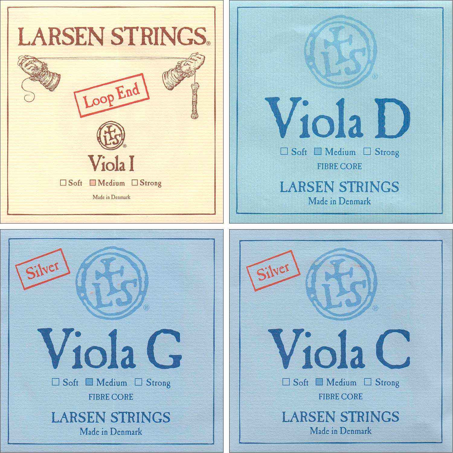 Larsen Viola String Set Medium, A loop end Johnson String Instrument