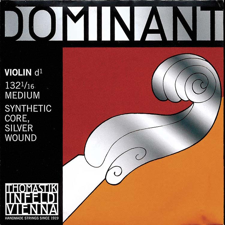 Dominant 1/16 Violin D String - Silver/Synthetic
