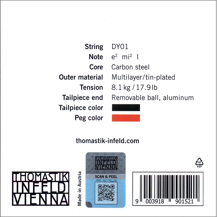 DYNAMO Violin E String Multilayered tinplated/carbon steel Johnson