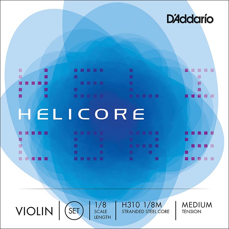 Helicore 1/8 Violin String Set - Medium, removable ball end E