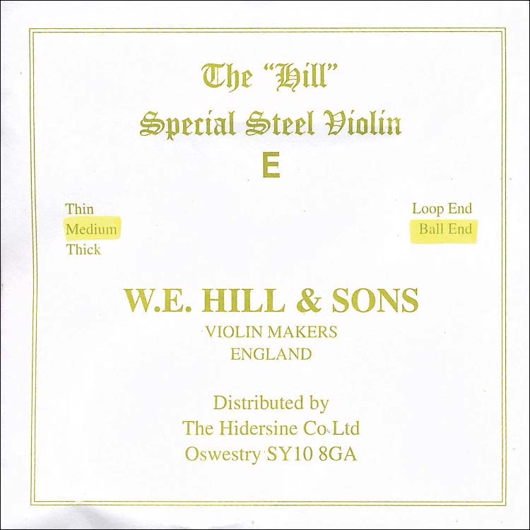 Hill Violin E String - steel: Medium, ball end