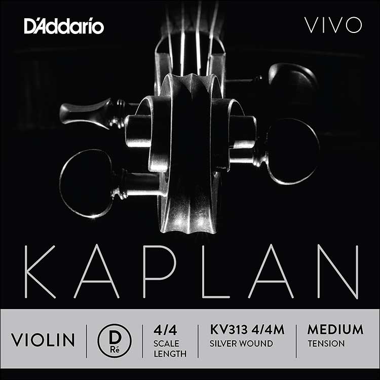 Kaplan Vivo 4/4 Violin D String - Silver Wound on Synthetic Core: Medium