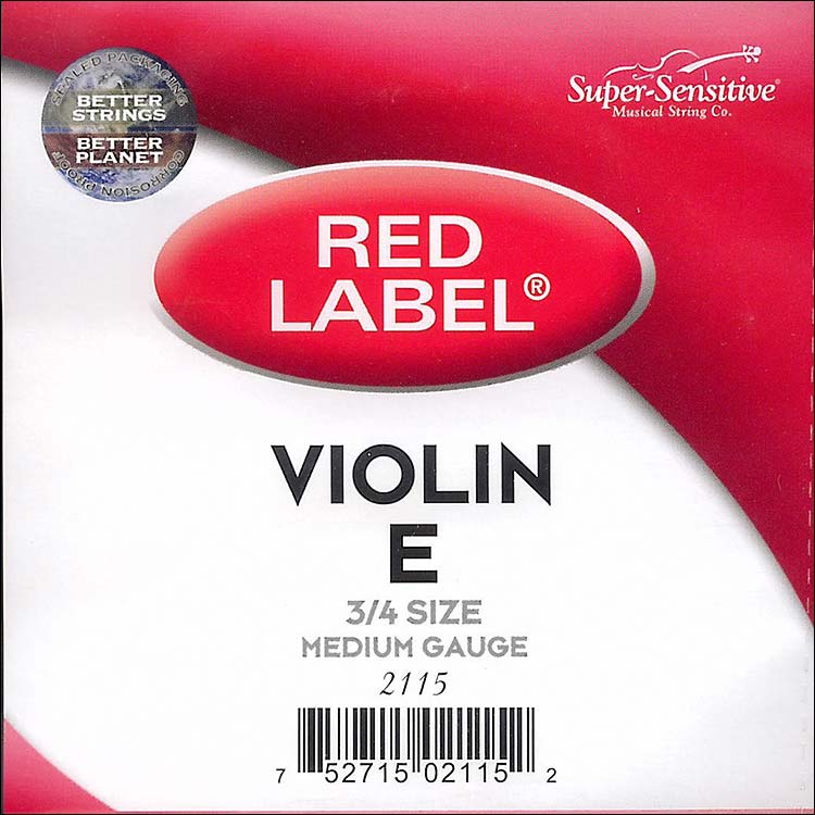 Red Label 3/4 Violin E String - steel: Removable ball end