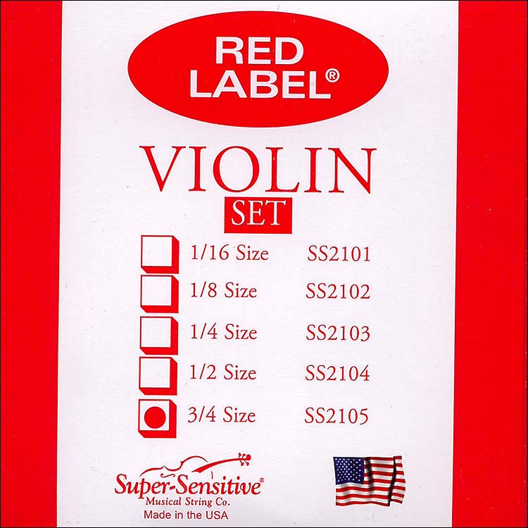 Red Label 3/4 Violin String Set - Removable ball end E