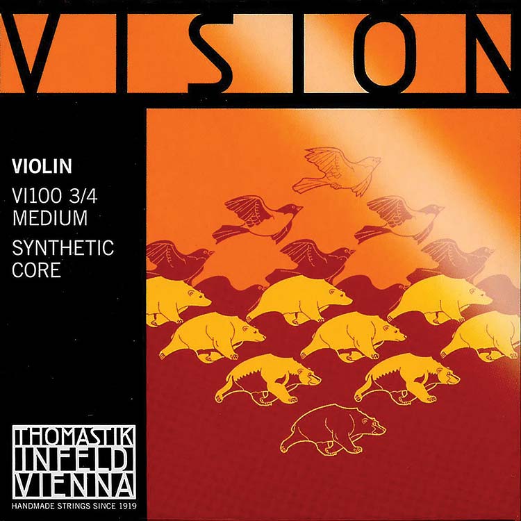 Vision 3/4 Violin String Set - Medium, removeable ball end E