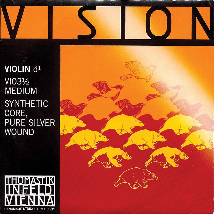 Vision 1/2 Violin D String - silver/synthetic: Medium
