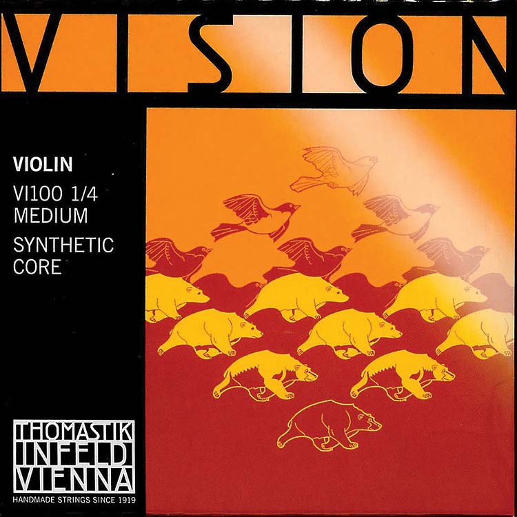 Vision 1/4 Violin String Set - Medium, removeable ball end E