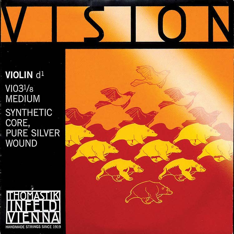 Vision 1/8 Violin D String - silver/synthetic: Medium