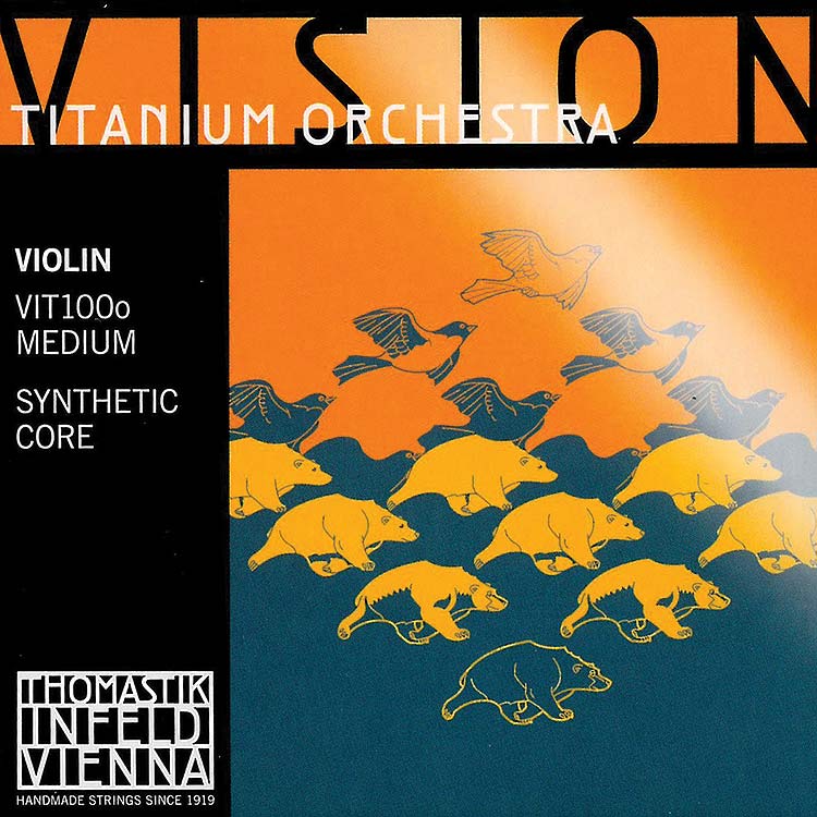 Vision Titanium Orchestra Violin String Set - Medium, removeable ball E