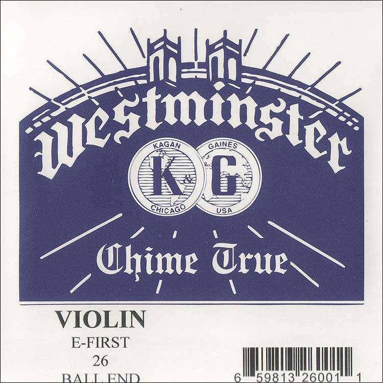Westminster Violin E String - steel: Medium, #26 ball end