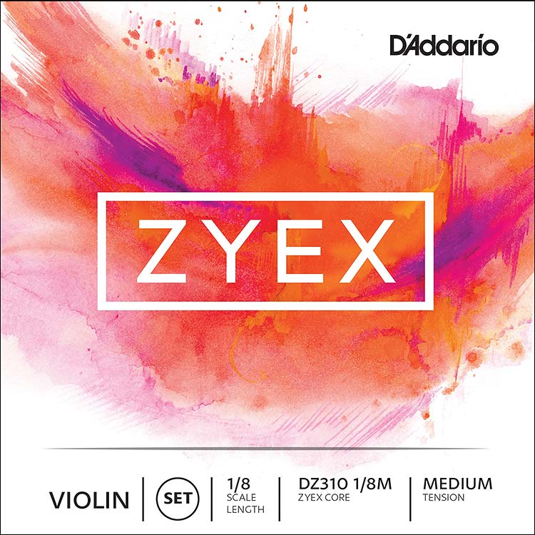 Zyex 1/8 Violin String Set - Medium, removable ball end E
