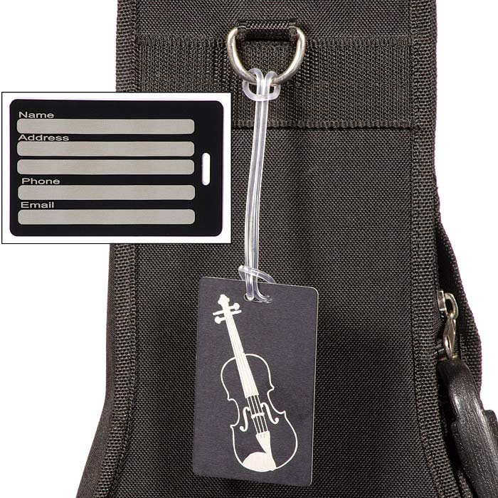 Violin Black Case Name Tag Johnson String Instrument