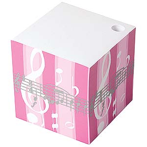 Striped Music Note Cube - Pink
