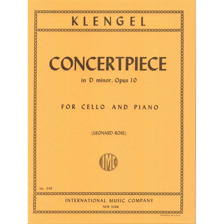 Concertpiece in D Minor, opus 10 for cello and piano; Julius Klengel (International)